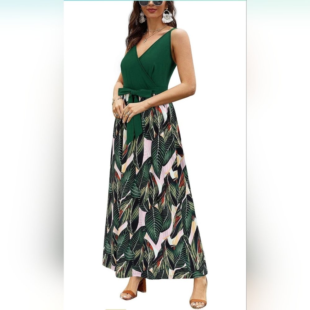 Amazon Tropical Green Maxi Dress - Picture 2 of 6